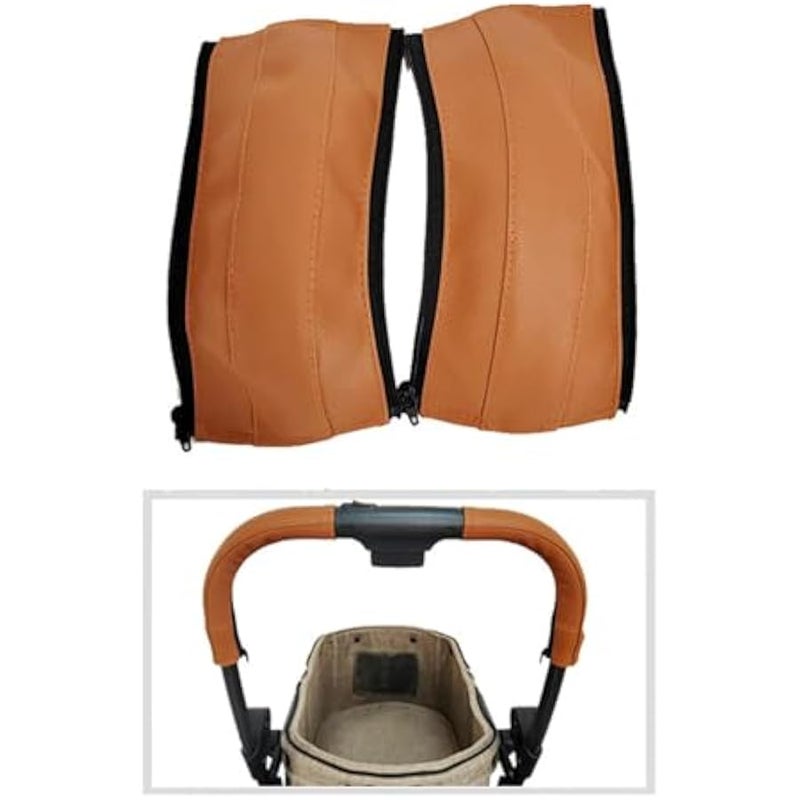 Soft Smooth Leather Bumper Handlebar Sleeve Protect Case for Baby Stroller Dustproof Protect Cover with Zipper Close One Pair - Image 4